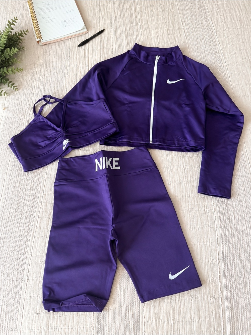 Fashion Purple 3-Piece Activewear Set – Stretchy & Thick Fabric